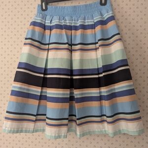 💙 Jane and Delancey S Skirt Striped Multicolor Cotton Swing Flare Coastal
